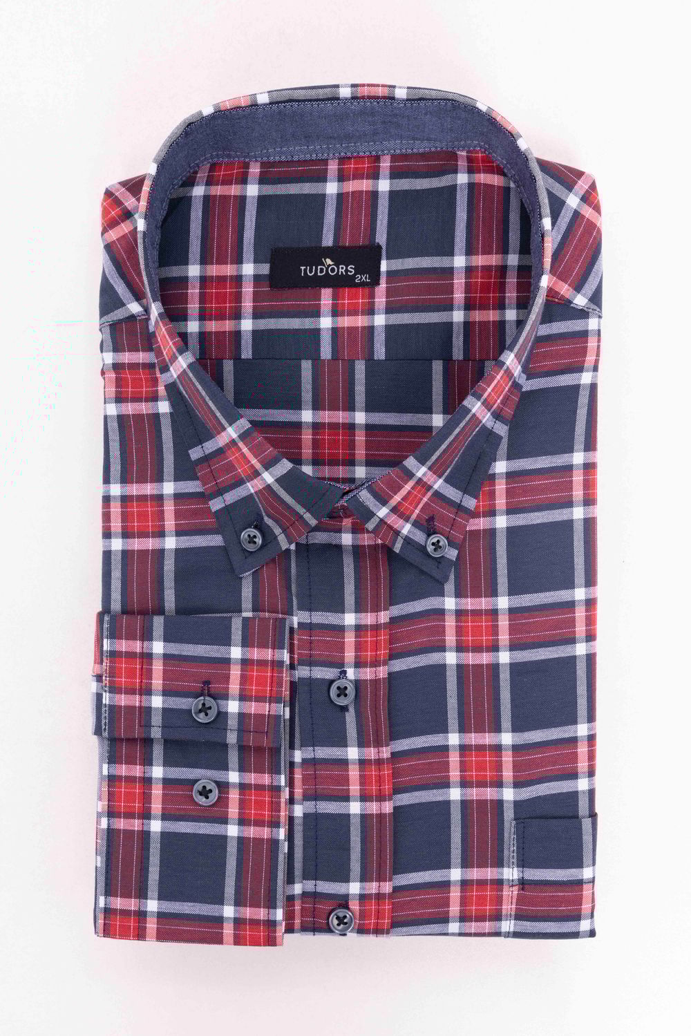 Büyük Beden Ekoseli Biyeli Yaka Düğmeli Erkek Gömlek