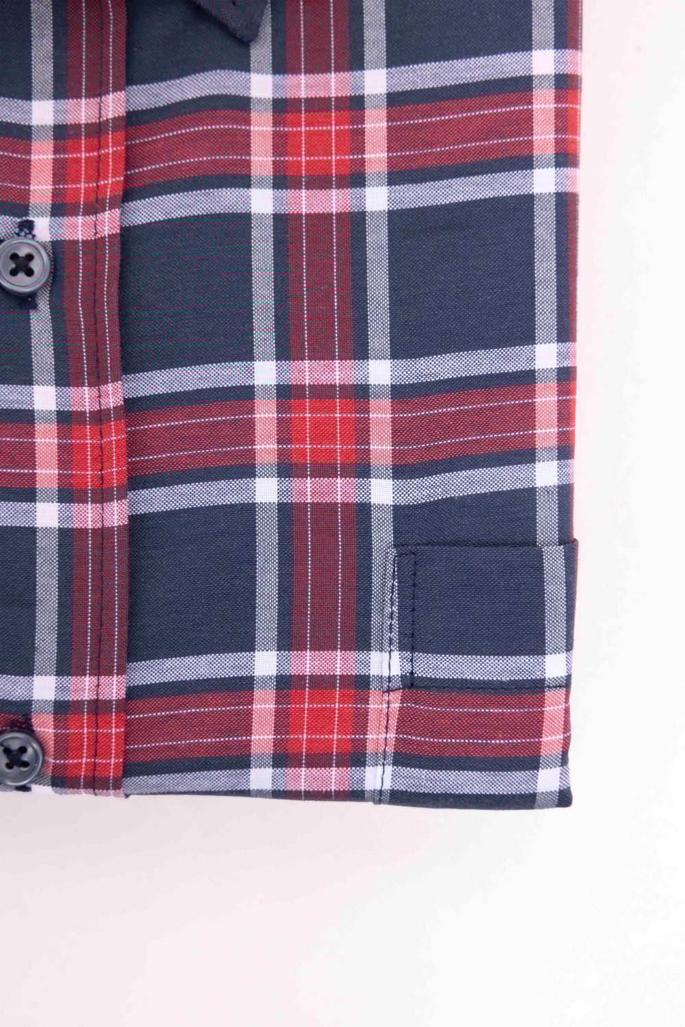 Büyük Beden Ekoseli Biyeli Yaka Düğmeli Erkek Gömlek