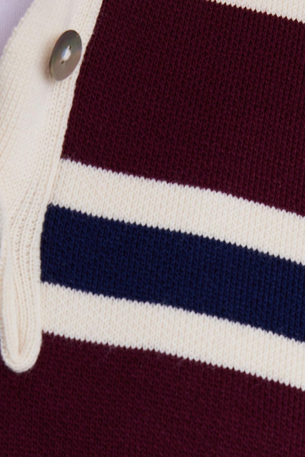 Kadın Regular Fit Klasik Kesim Çizgili Polo Yaka Bordo Kazak