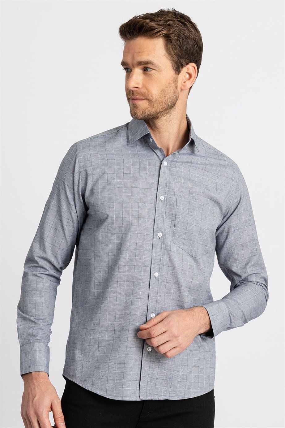 CLASSIC FIT LONG SLV STRIPE 81/1   GÖMLEK CLASSIC FIT FORMAL - TEXTURE