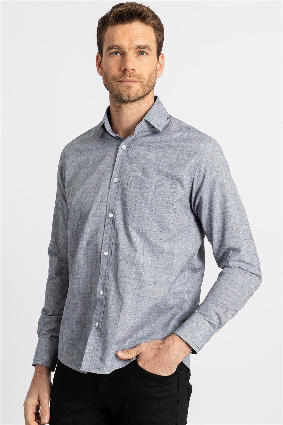 CLASSIC FIT LONG SLV STRIPE 81/1   GÖMLEK CLASSIC FIT FORMAL - TEXTURE