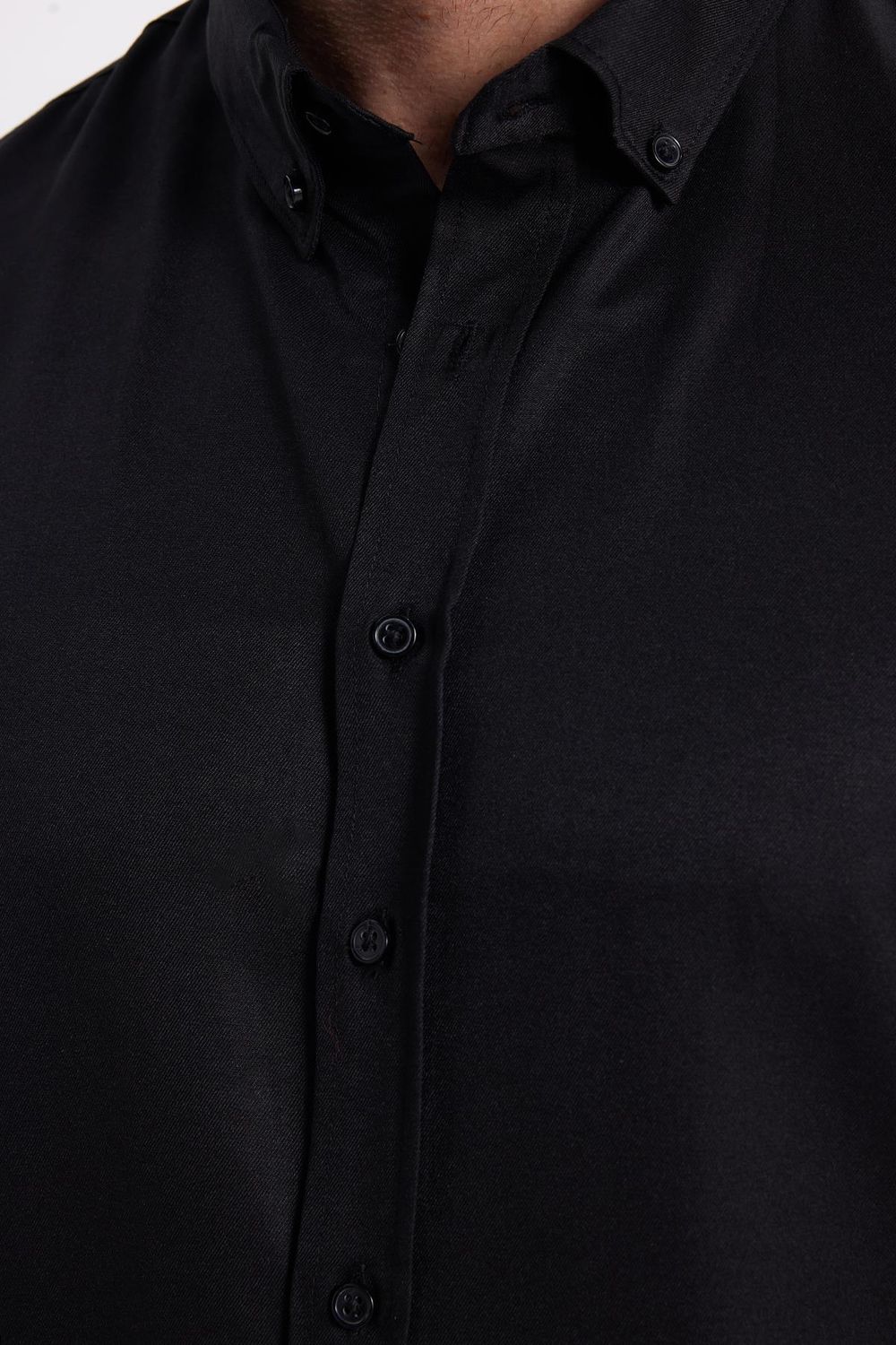 Slim Fit Uzun Kollu Düğmeli Yaka Pamuklu Kolay Ütü Düz Erkek Gömlek