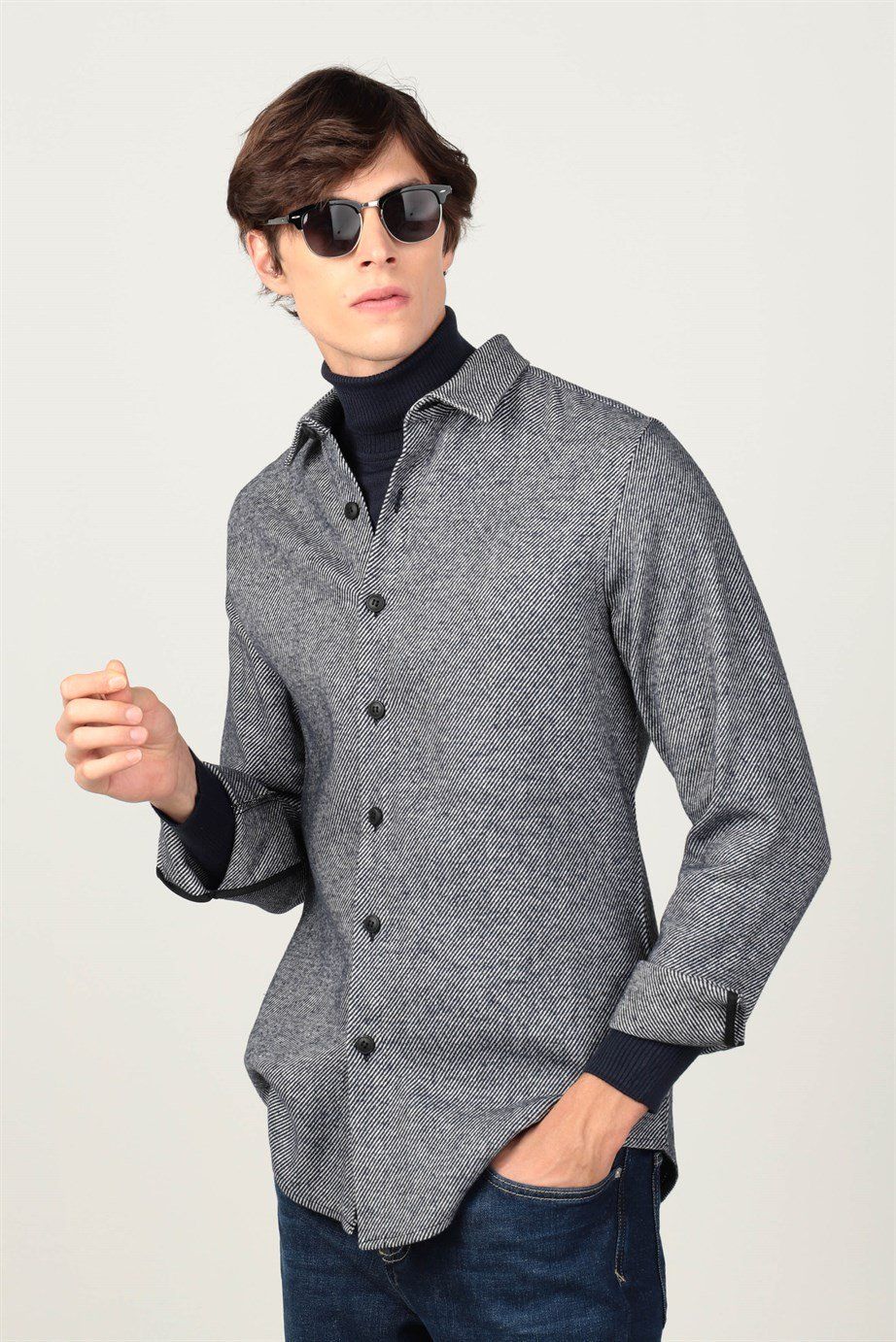 Slim Fit Oduncu Düz Kışlık Erkek Gömlek