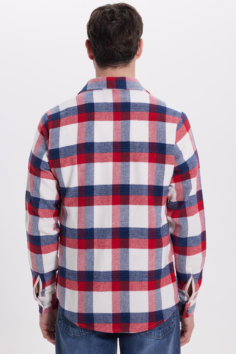 Erkek Slim Fit Dar Kesim Kareli Kışlık Oduncu Gömlek