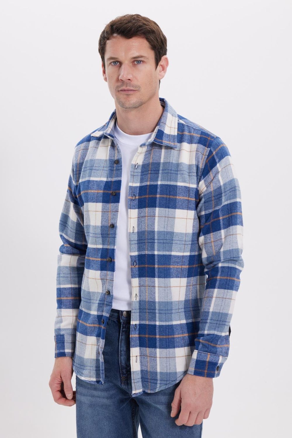 Erkek Slim Fit Dar Kesim Kareli Kışlık Oduncu Gömlek