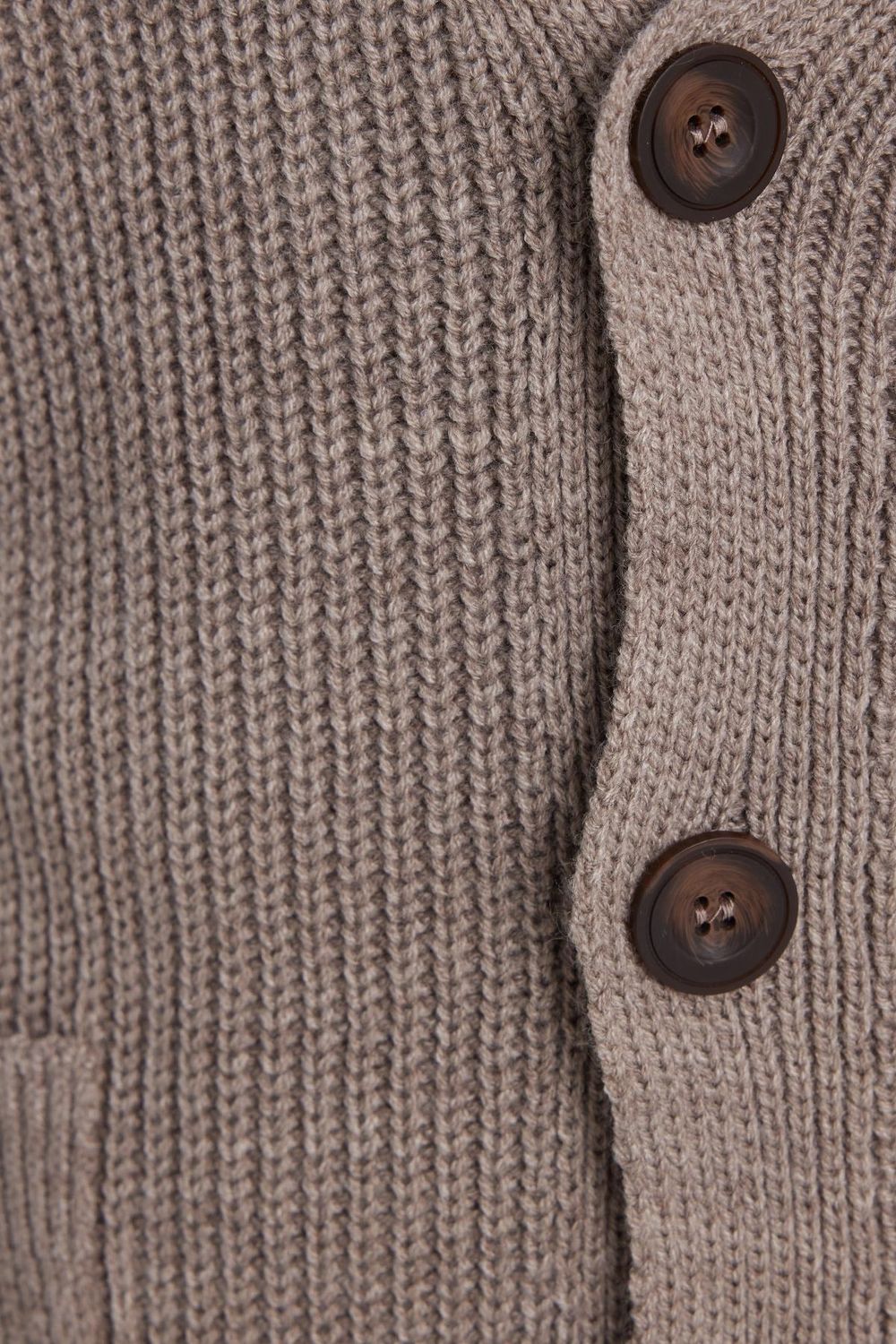 Erkek Standart Fit Normal Kesim V Yaka Düğmeli Kahverengi Hırka