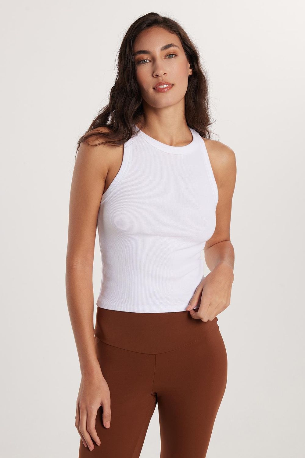 Kadın Slim Fit Halter Yaka Modal Kumaş Beyaz Atlet