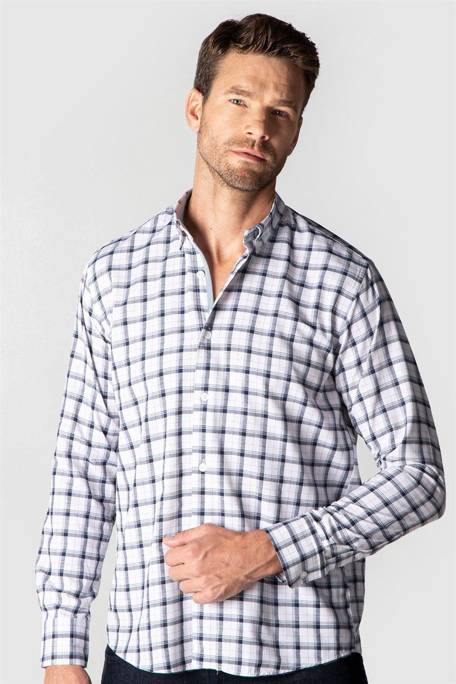 Klasik Fit Rahat Kesim Kareli Erkek Gömlek