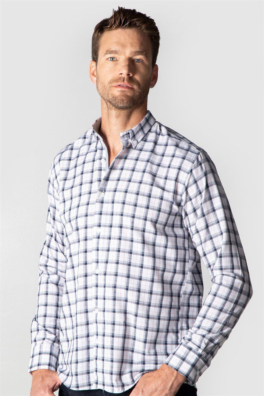 Klasik Fit Rahat Kesim Kareli Erkek Gömlek