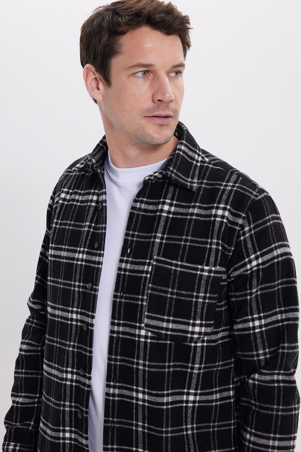 Erkek Klasik Fit Rahat Kesim Kışlık Kareli Oduncu Gömlek