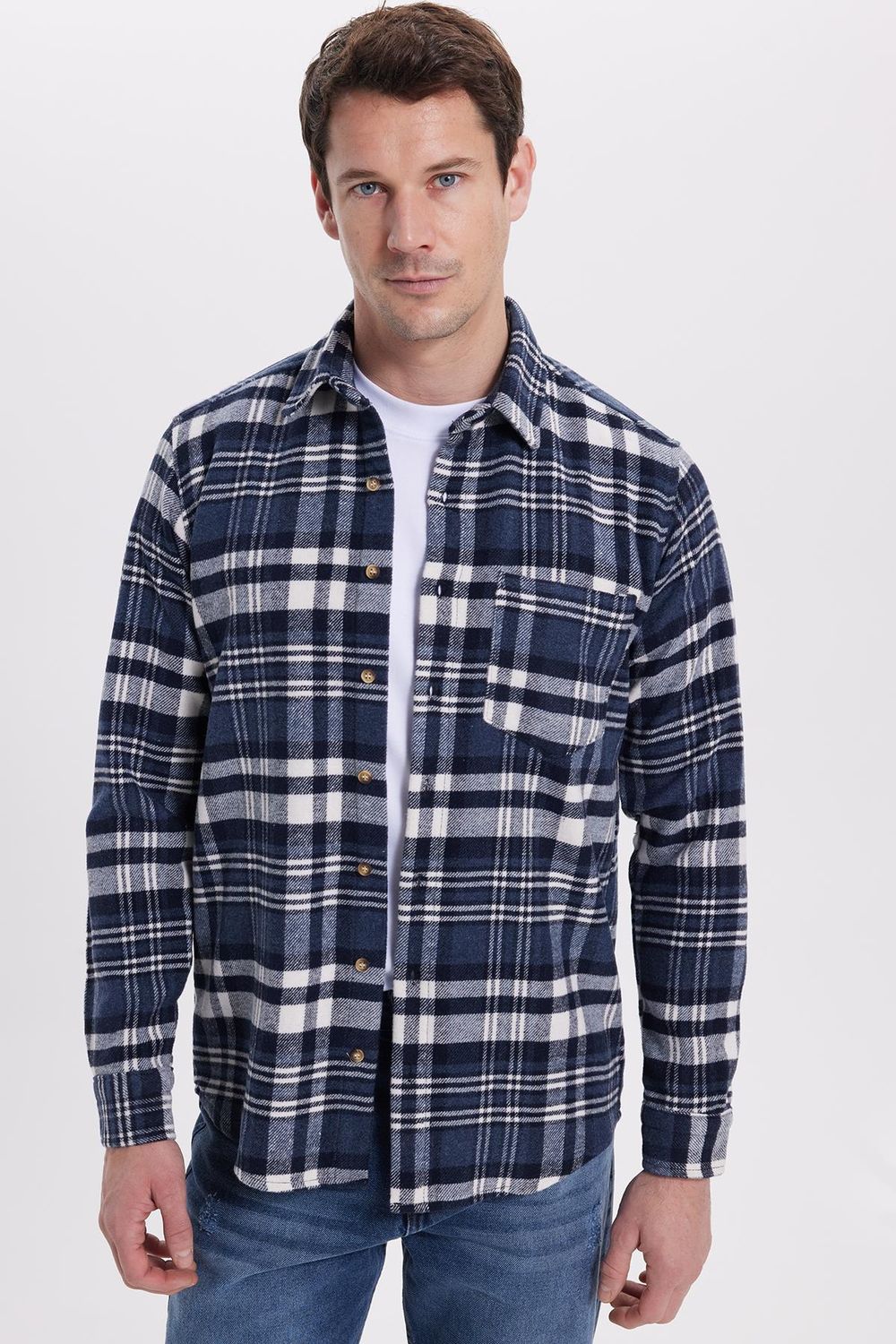 Erkek Regular Fit Rahat Kesim Kışlık Kareli Oduncu Gömlek