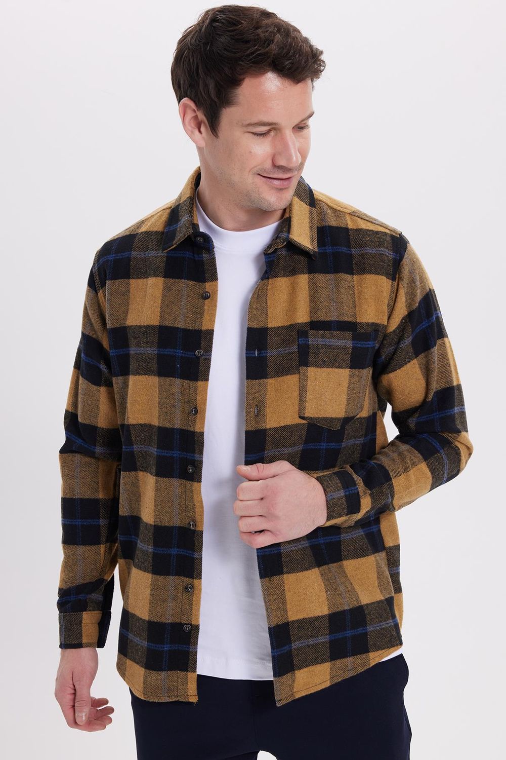 Erkek Regular Fit Rahat Kesim Kışlık Kareli Oduncu Gömlek