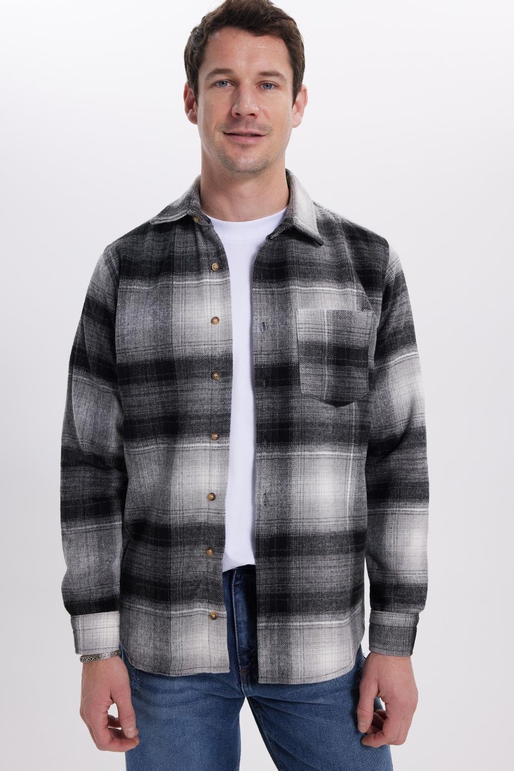 Erkek Regular Fit Rahat Kesim Kışlık Kareli Oduncu Gömlek
