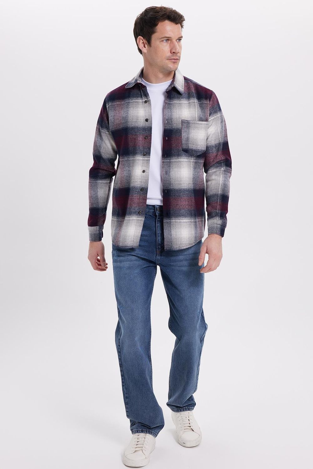 Erkek Regular Fit Rahat Kesim Kışlık Kareli Oduncu Gömlek