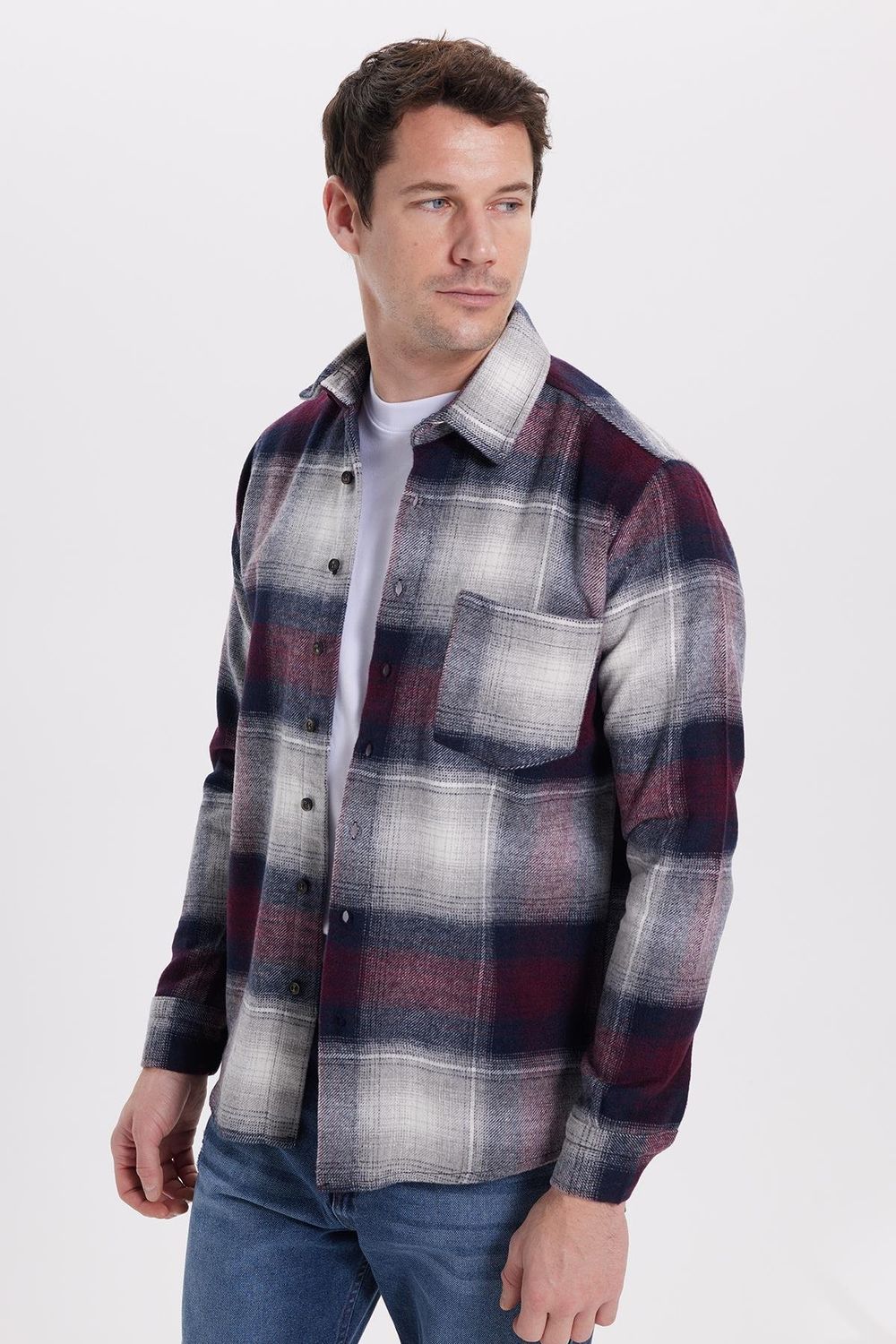 Erkek Regular Fit Rahat Kesim Kışlık Kareli Oduncu Gömlek