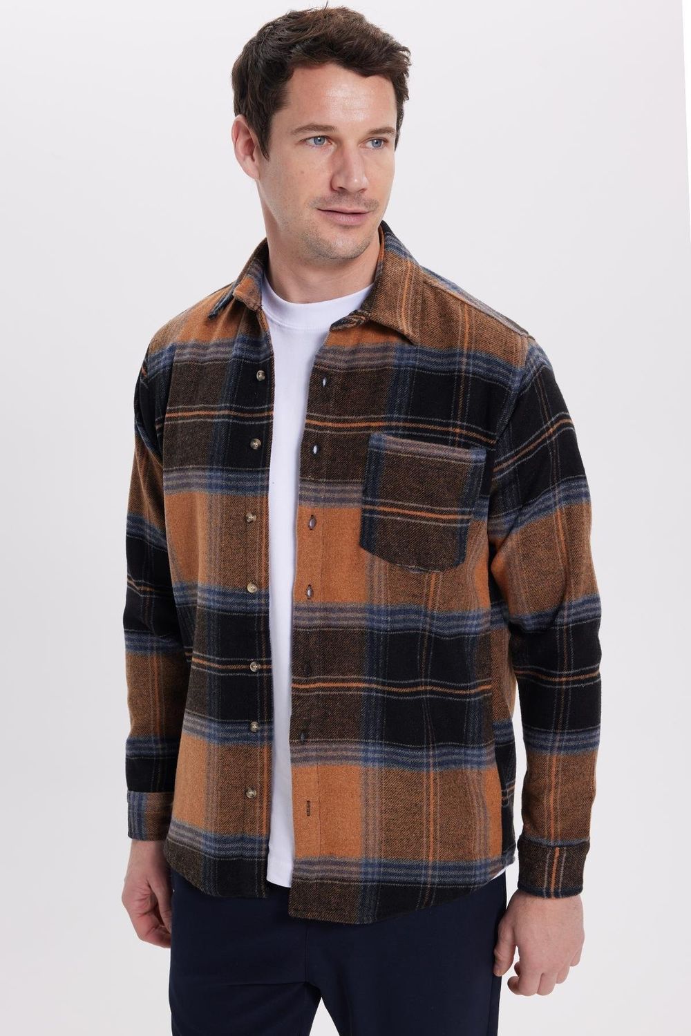 Erkek Regular Fit Rahat Kesim Kışlık Kareli Oduncu Gömlek