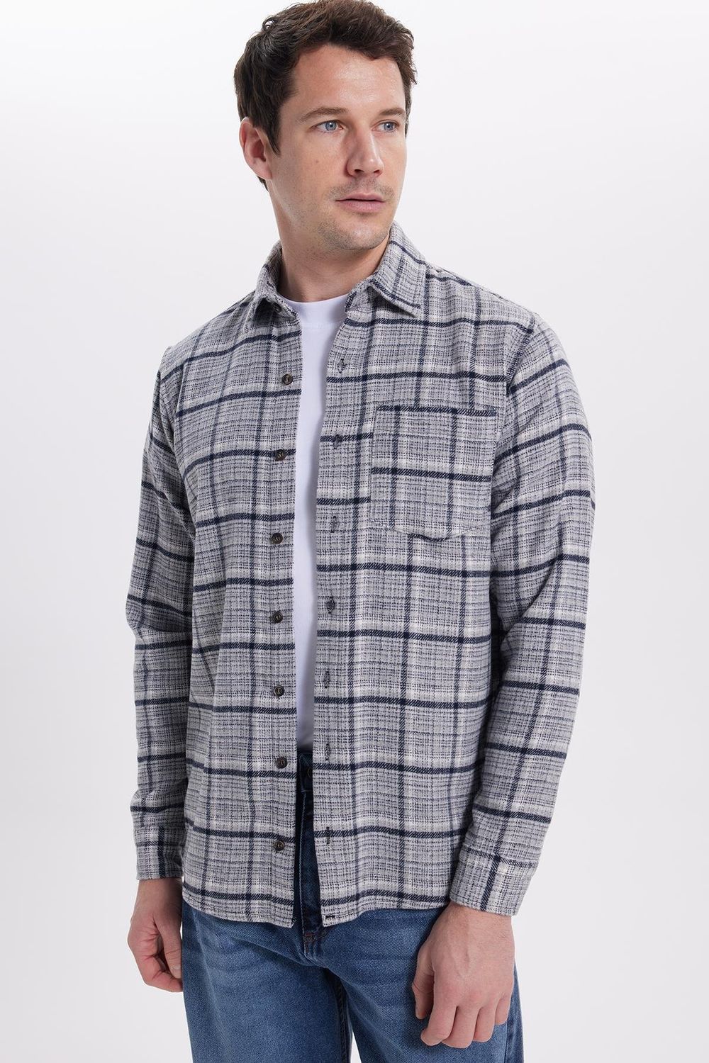 Erkek Regular Fit Rahat Kesim Kışlık Kareli Oduncu Gömlek