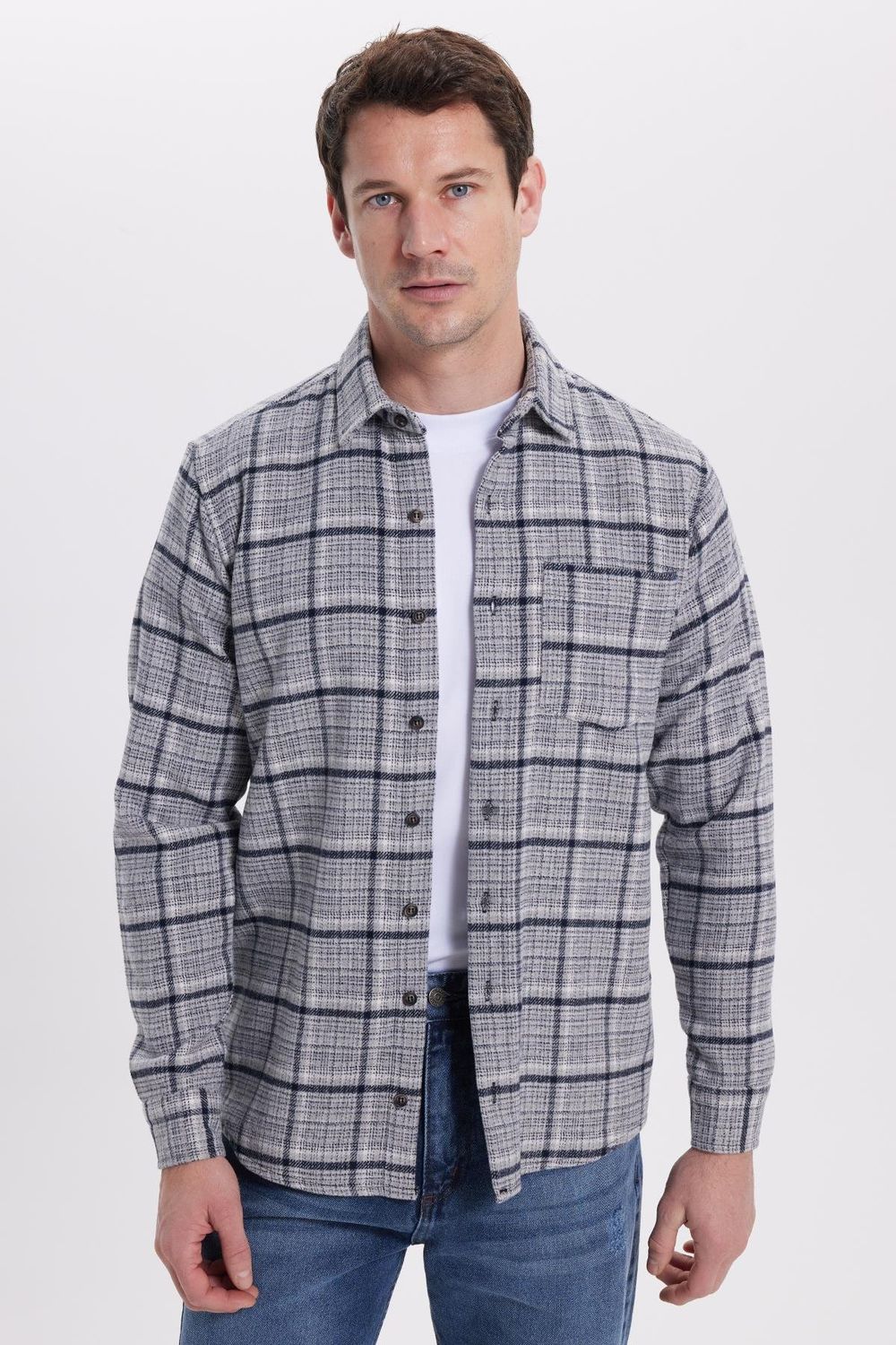 Erkek Regular Fit Rahat Kesim Kışlık Kareli Oduncu Gömlek