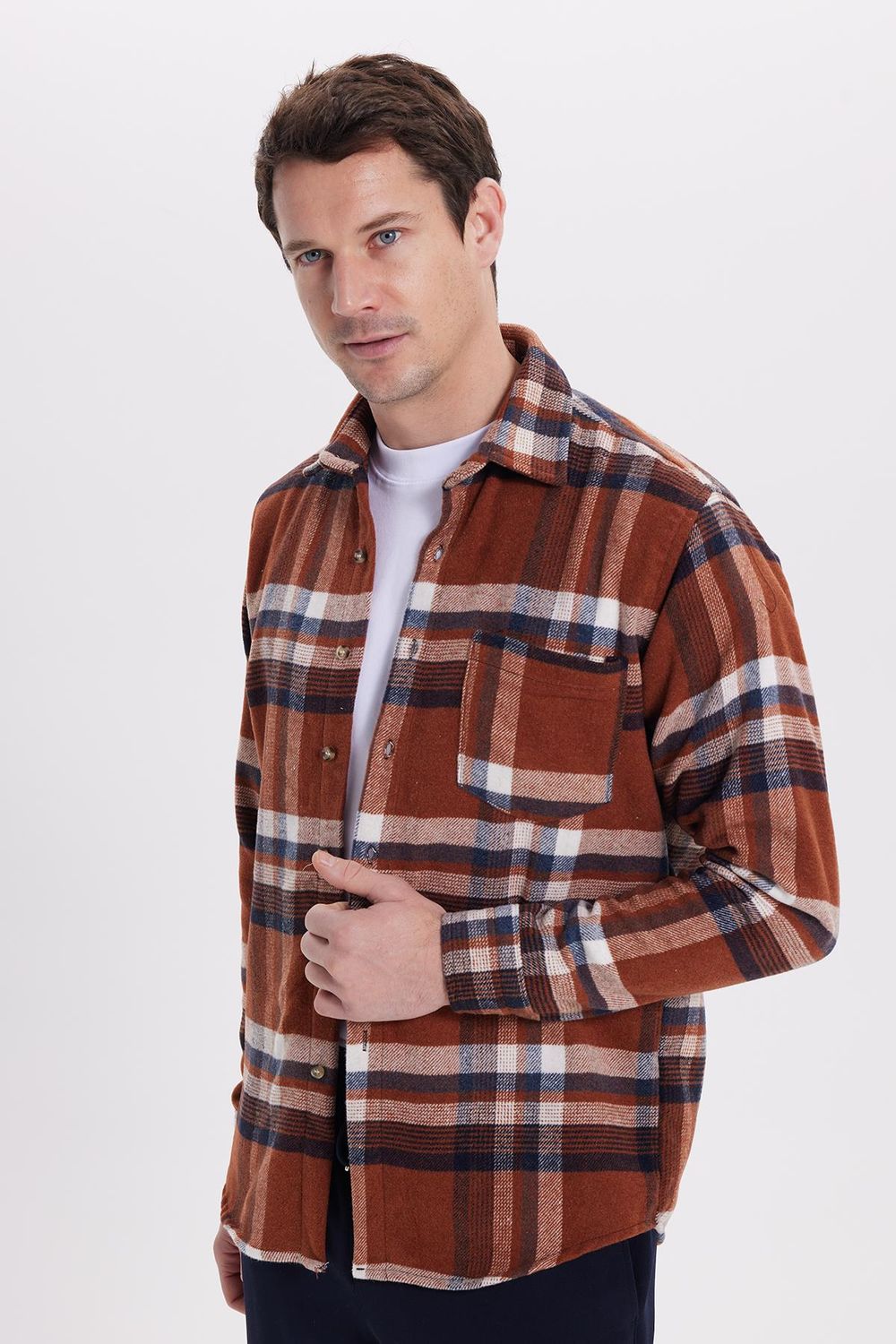 Erkek Regular Fit Rahat Kesim Kışlık Kareli Oduncu Gömlek