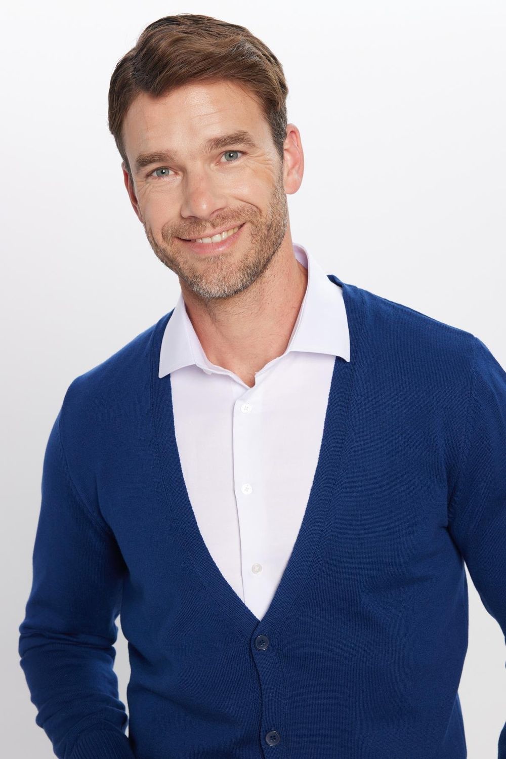 Erkek Slim Fit Düğmeli Düz Pamuk Lacivert Hırka