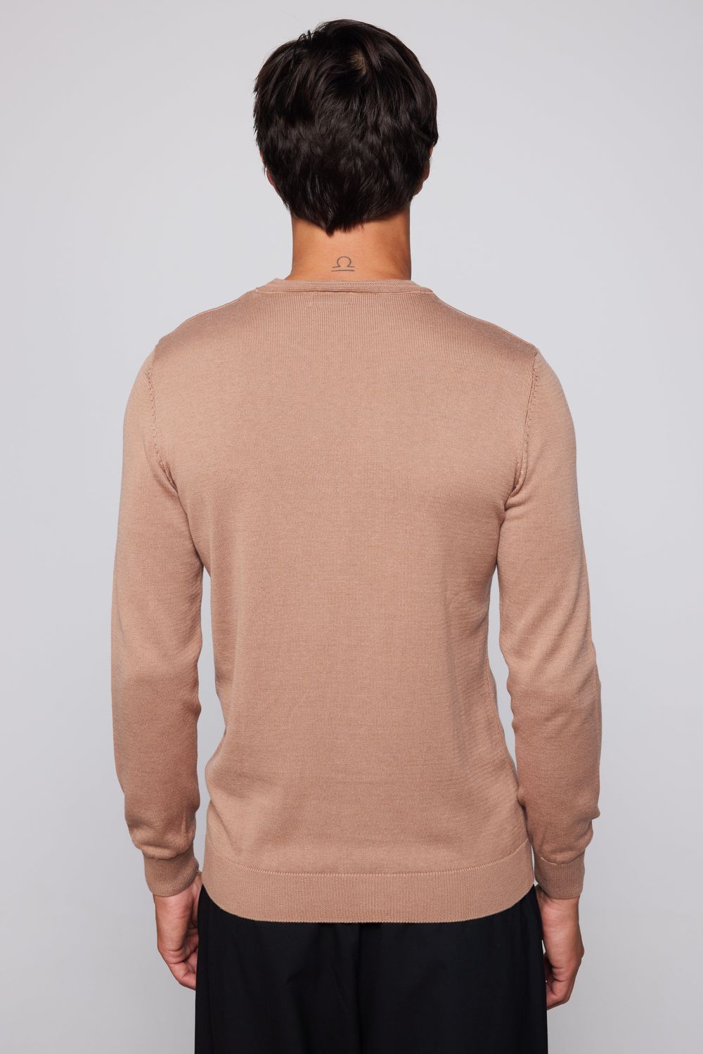 Slim Fit Bisiklet Yaka Krem Erkek Kazak