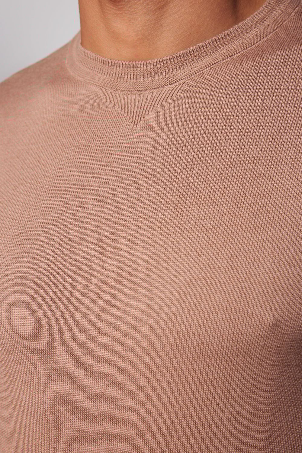 Slim Fit Bisiklet Yaka Krem Erkek Kazak