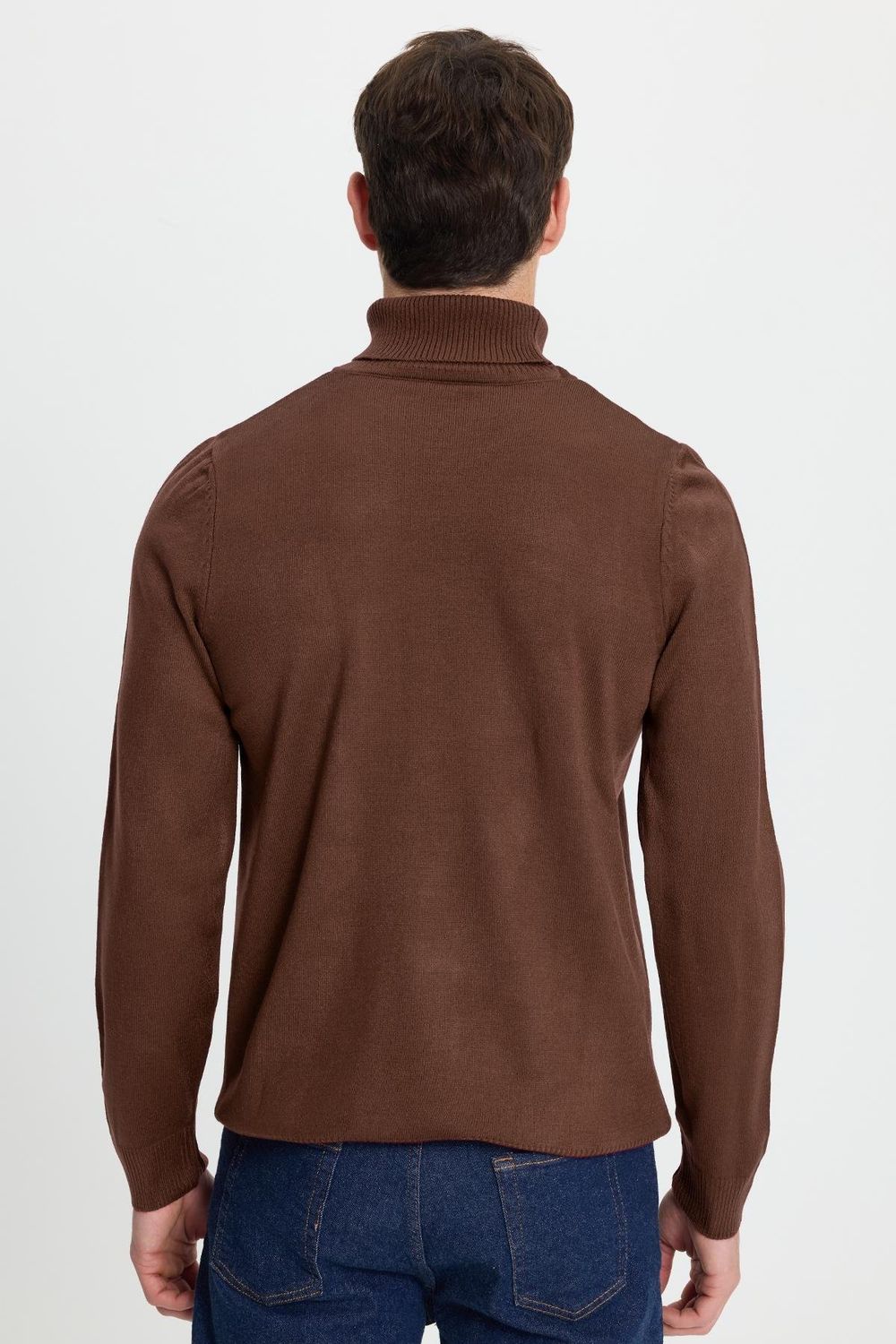 Slim Fit Dar Kesim Tam Balikcı Yaka Tüylenmeyen Yumuşak Dokulu Erkek Kazak