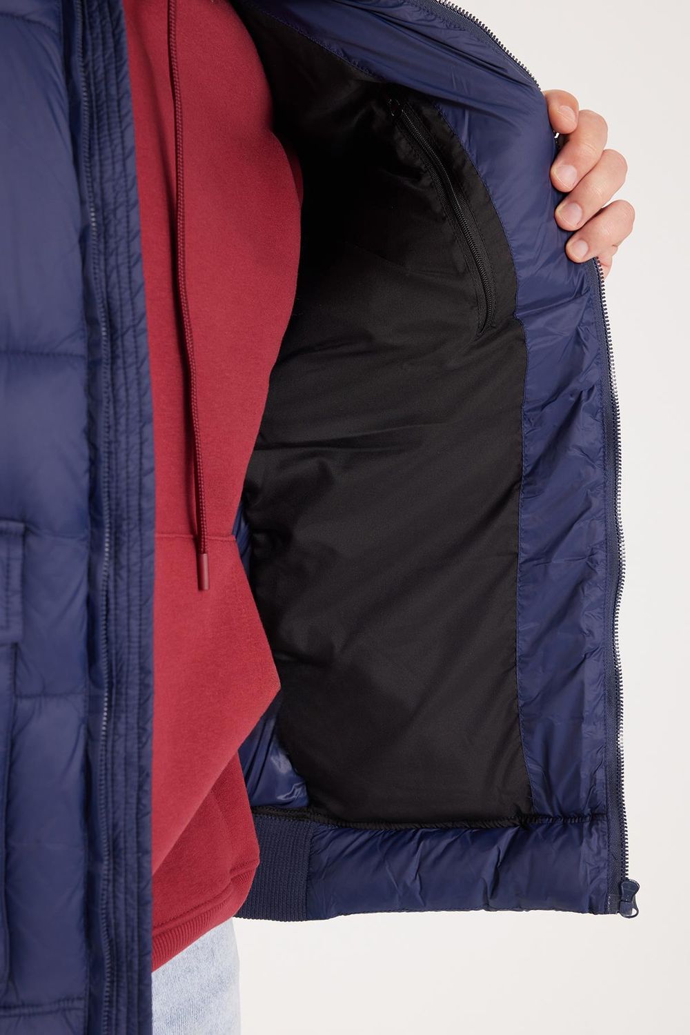 Erkek Regular Fit Klasik Kesim Çift Cepli Lastikli Dik Yaka Lacivert Mont