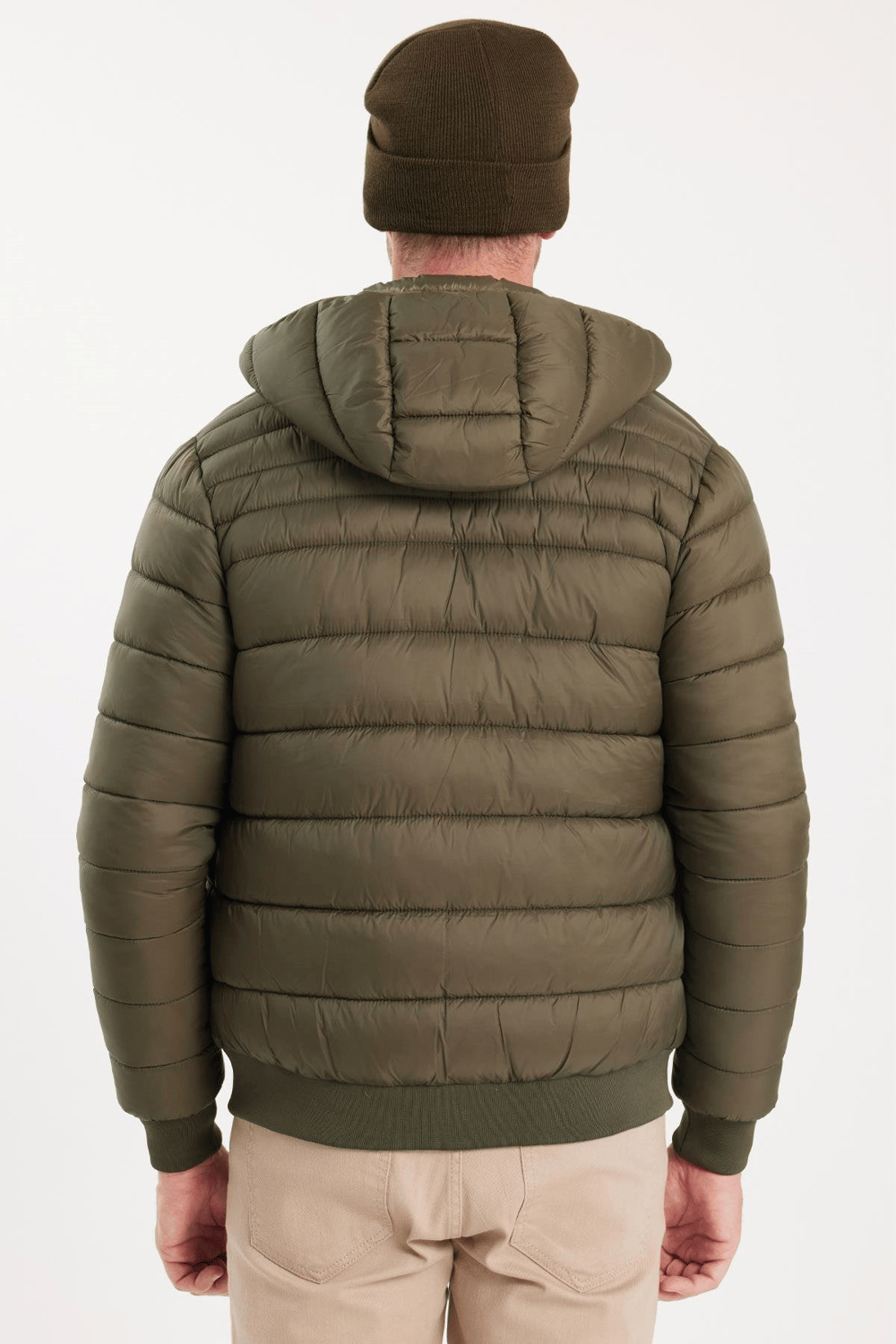 Erkek Relax Fit Rahat Kesim Çift Cepli Kapüşonlu Sıcak Tutan İçi Kürklü Haki Mont