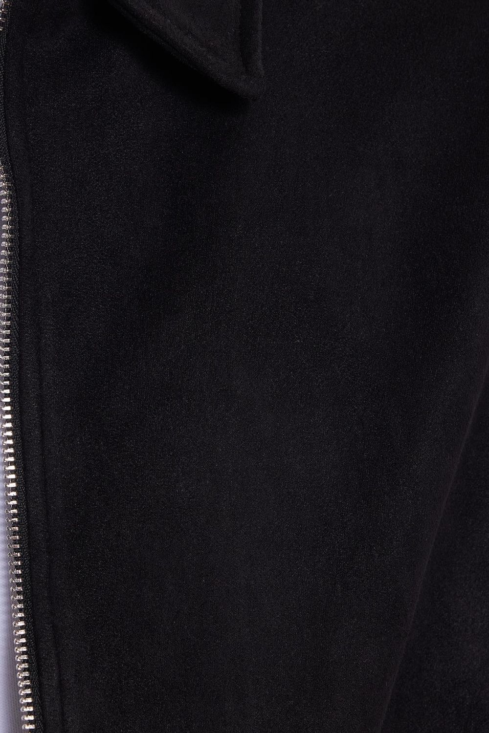 Erkek Relax Fit Rahat Kesim Süet Fermuarlı Astarlı Cepli Siyah Kolej Ceket Mont