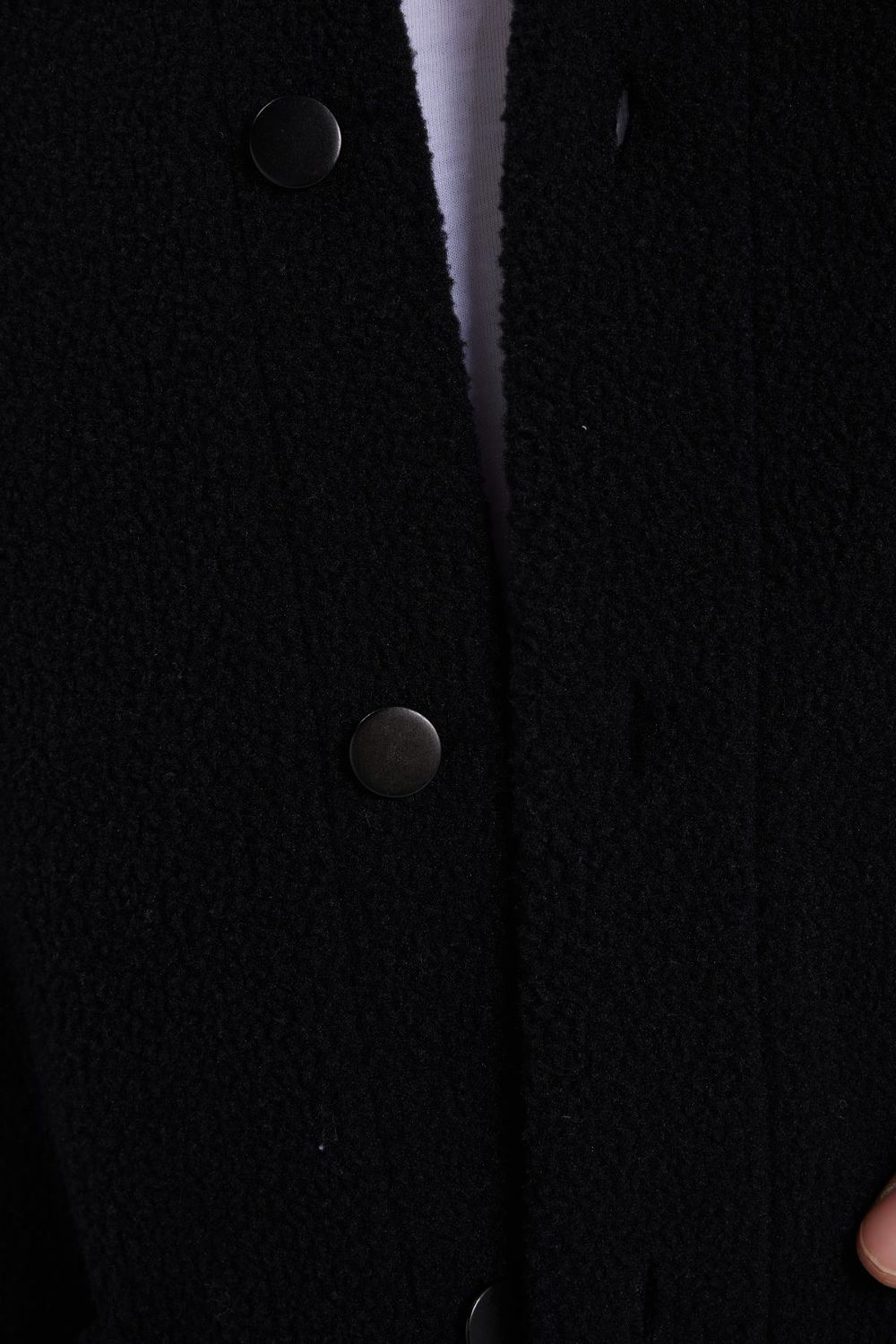 Erkek Regular Fit Rahat Kesim Peluş Çıtçıtlı Torbalı Çift Cepli Siyah Ceket Gömlek