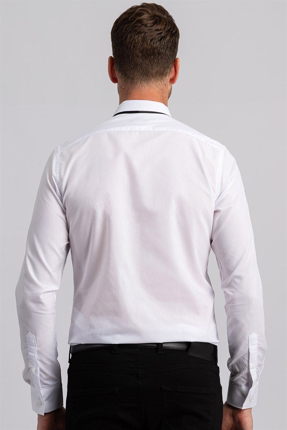 Slim Fit Dar Kesim Küçük Yaka Düz Erkek Gömlek