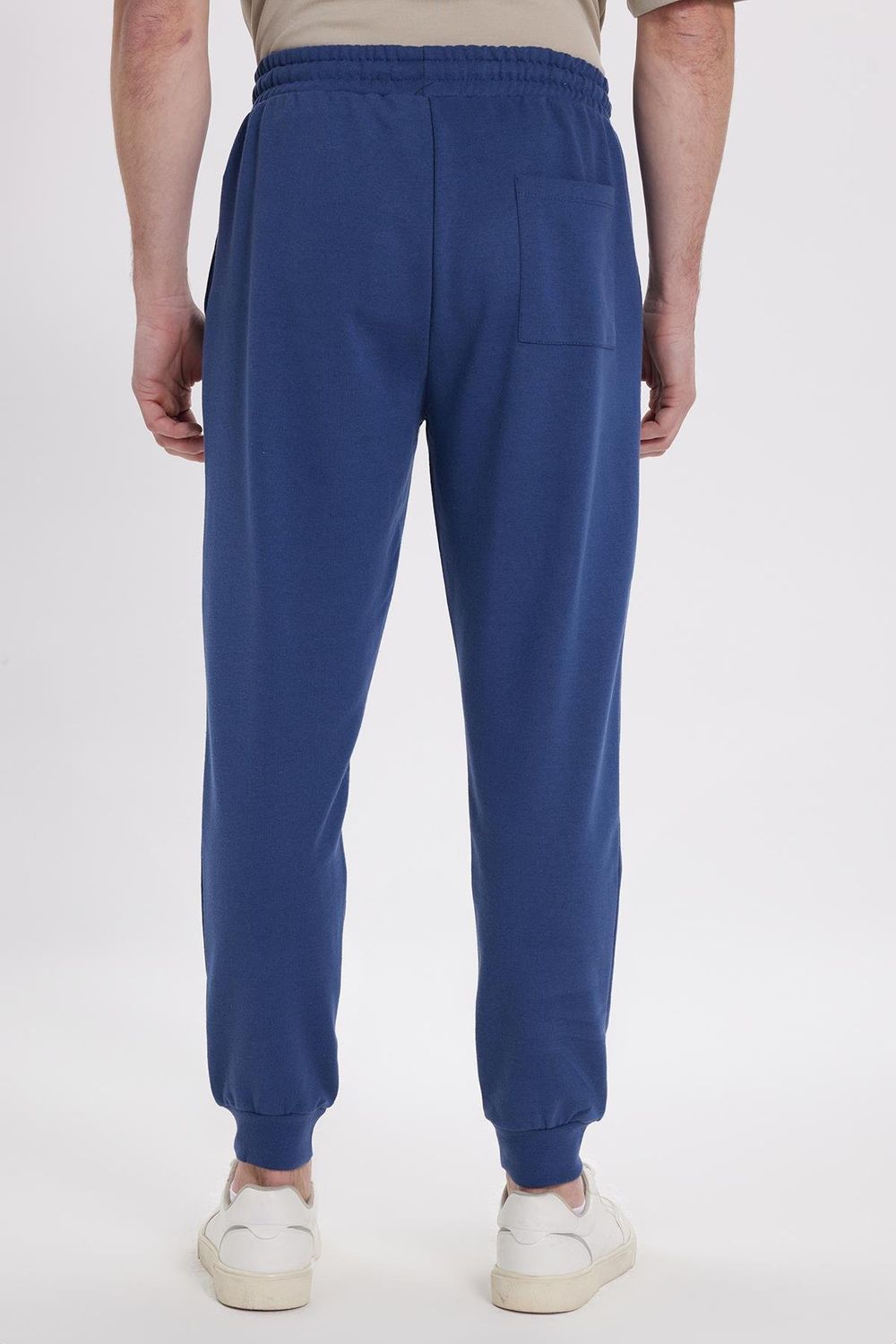 Erkek Regular Fit Klasik Kesim Beli Bağcıklı Jogger Cepli Lastikli Paça İndigo Eşofman Altı