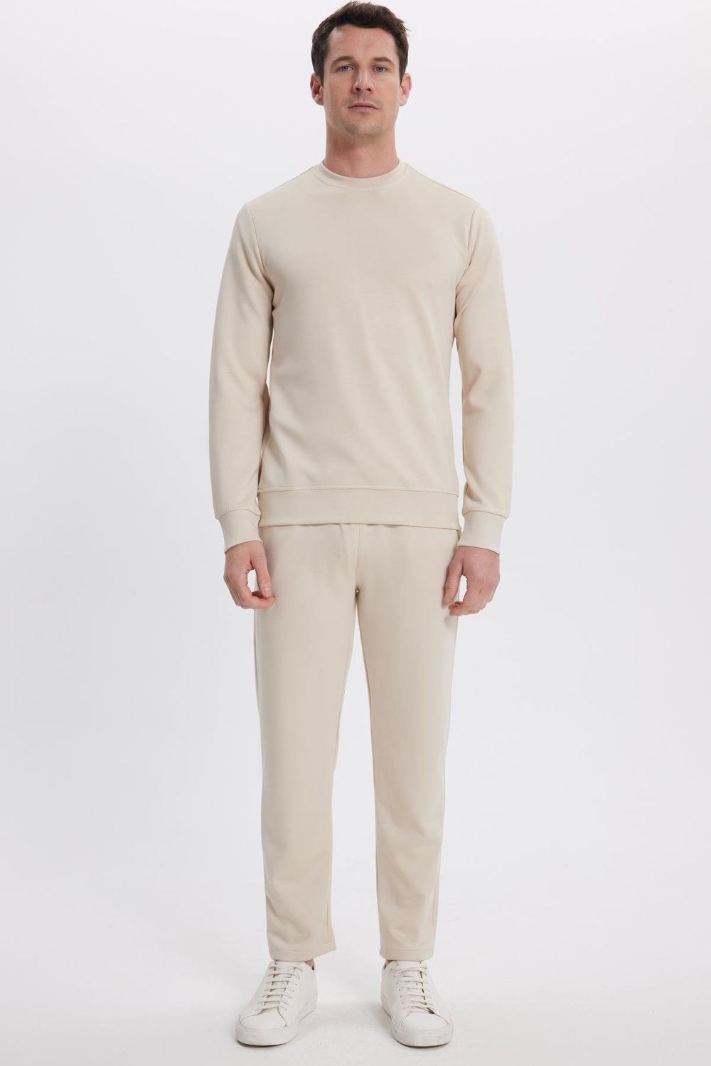 Erkek Slim Fit Dar Kesim Beli Bağcıklı 3 Cepli Geniş Paça Kemik Eşofman Altı