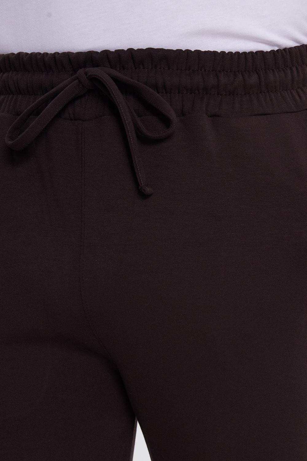 Erkek Slim Fit Dar Kesim Beli Bağcıklı 3 Cepli Geniş Paça Koyu Kahve Eşofman Altı