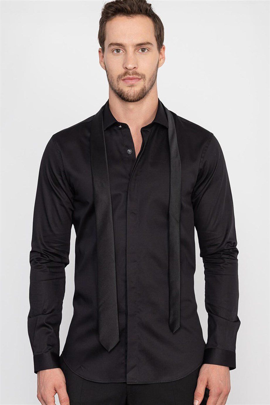 SUPER SLIM FIT LONG SLV LY COTTON NELIA GÖMLEK EXCLUSIVE - PLAIN