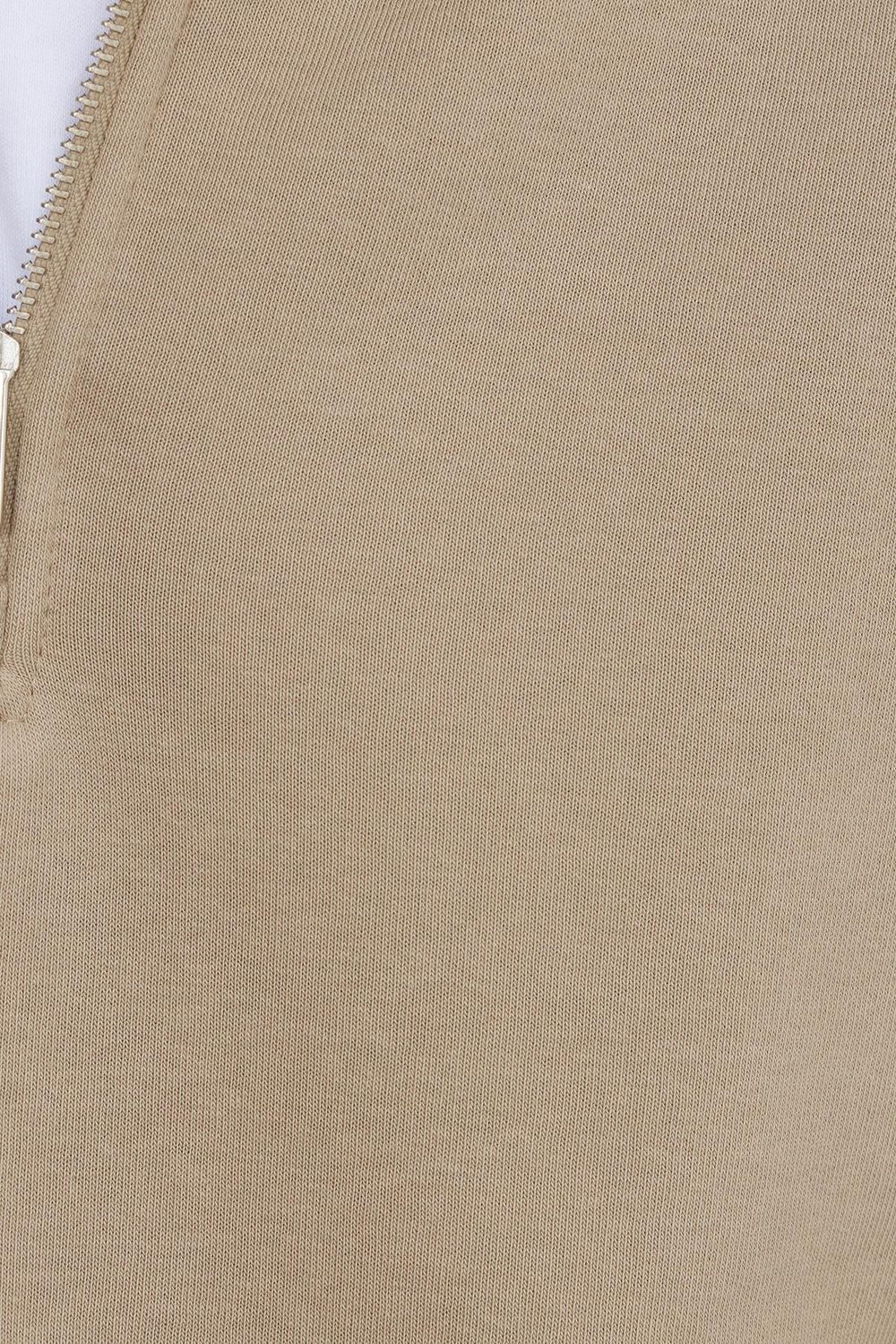 Unisex Relax Fit Rahat Kesim Pamuklu İçi Polarlı Yarım Fermuarlı Gri Kapüşonlu Sweatshirt