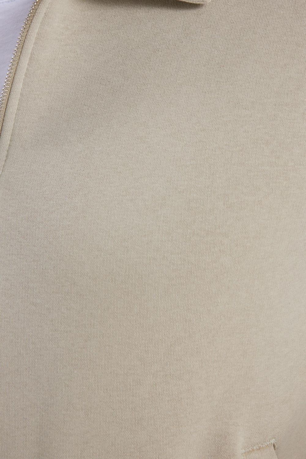 Unisex Relax Fit Rahat Kesim Pamuklu İçi Polarlı Fermuarlı Taş Polo Yaka Flato Cepli Sweatshirt Hırka