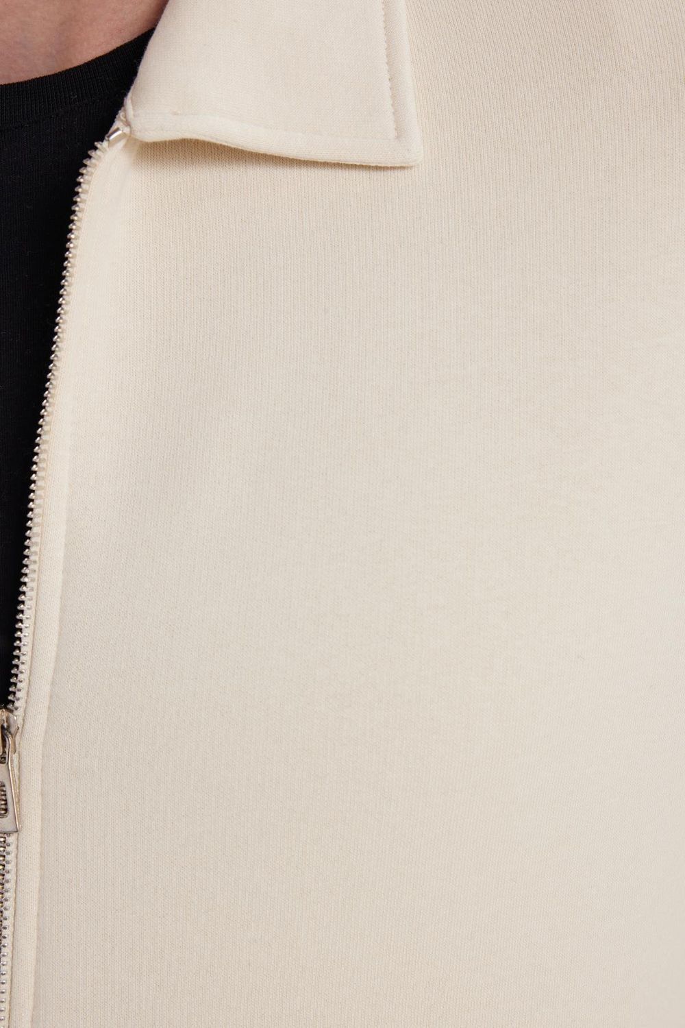 Unisex Relax Fit Rahat Kesim Pamuklu İç Polarlı Fermuarlı Bej Polo Yaka Flato Cepli Sweatshirt Hırka