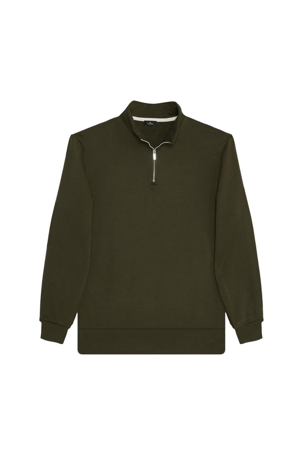 Unisex 3'lü Paket Lacivert-Kahverengi-Yeşil Relax Fit Pamuklu Yarım Fermuarlı Dik Yaka Sweatshirt