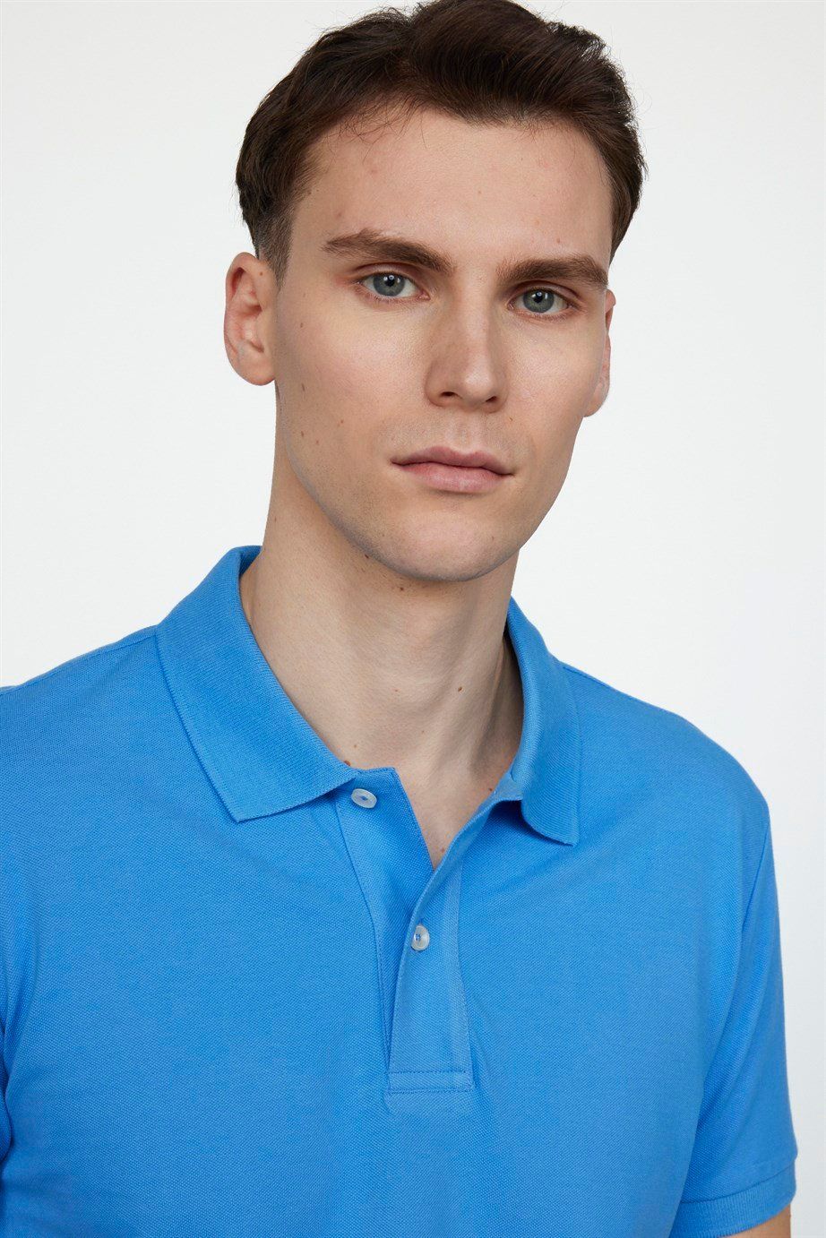 Erkek Polo Yaka Slim Fit Düz Pamuk Pike Tişört