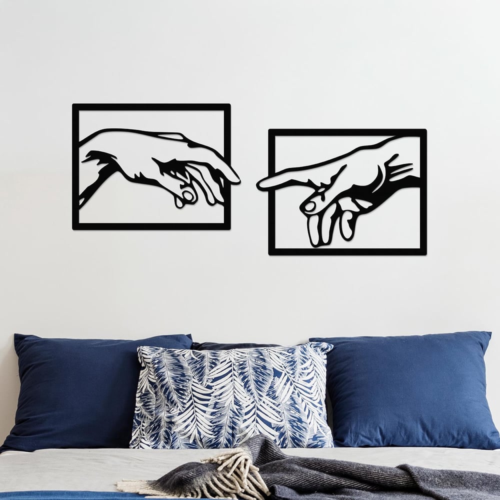 Divine Touch Metal Duvar Tablosu | Creazione di Adamo El Detayı Temalı Sanatsal Duvar Dekoru