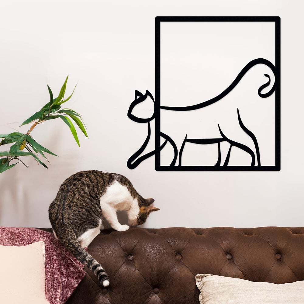 Kedi Figürlü Metal Duvar Tablosu | Modern, Sevimli ve Dekoratif Duvar Aksesuarı