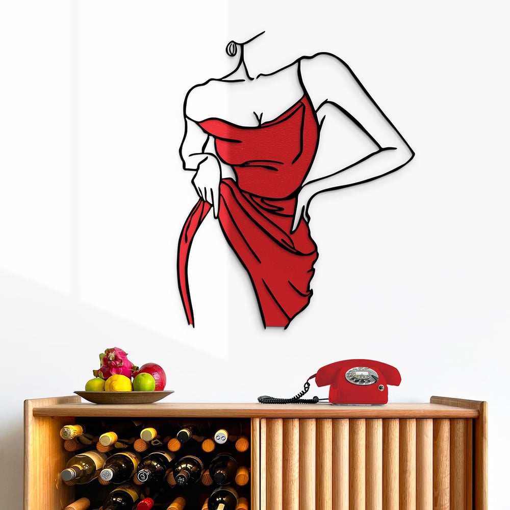 Natali Elegans metal ve ahşap duvar tablosu, modern minimalist tasarım
