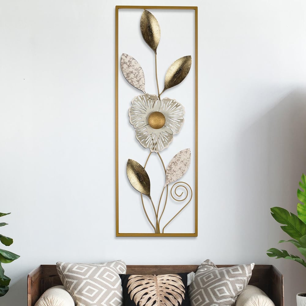 Orchid Çiçek Motifli Yaldızlı Metal Tablo, Yeni Nesil Duvar Süsü, Yeni Ev Hediyesi Duvar Dekoru