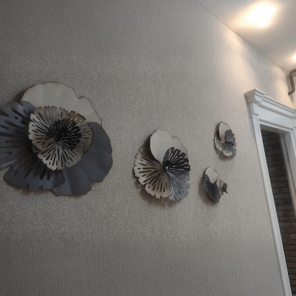 Semra Y. İçin Özel Üretilmiş, Antrasit Renkli, 4 Parça Metal Tablo Seti