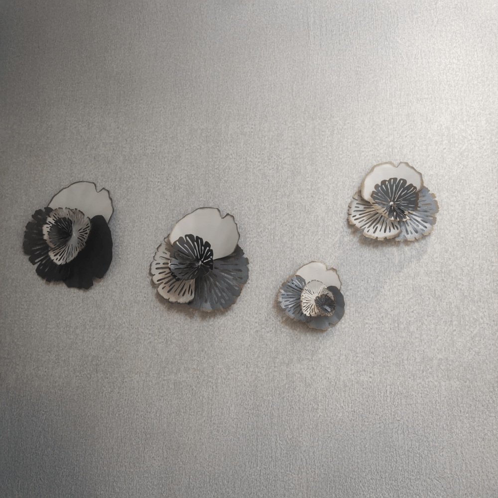 Semra Y. İçin Özel Üretilmiş, Antrasit Renkli, 4 Parça Metal Tablo Seti