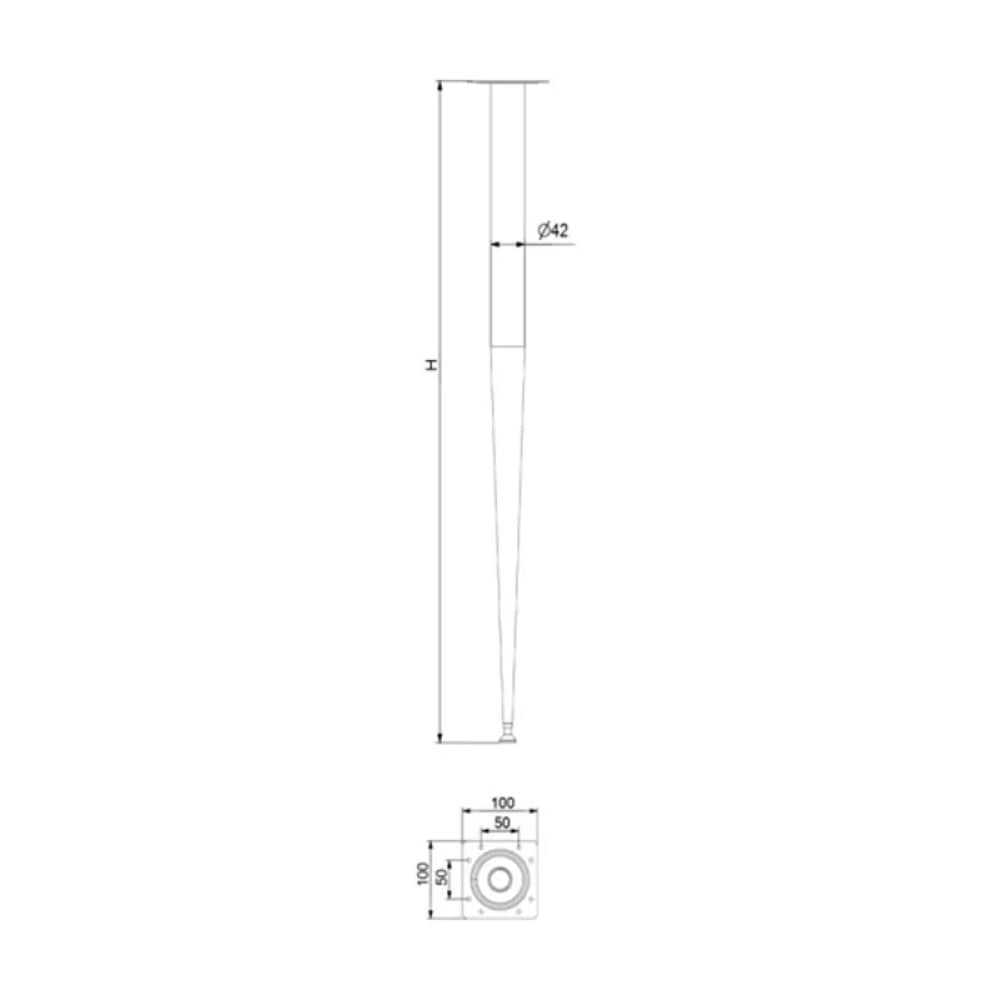 Cuha Konık Tekli Masa Ayağı 720mm Krom