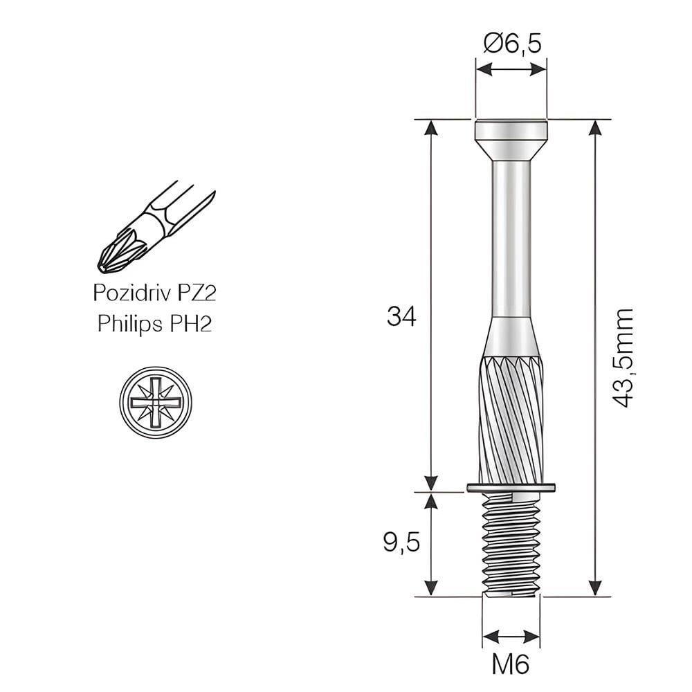 Mesan Msfix mili M6 9,5 x 34mm Çinko Yüzey