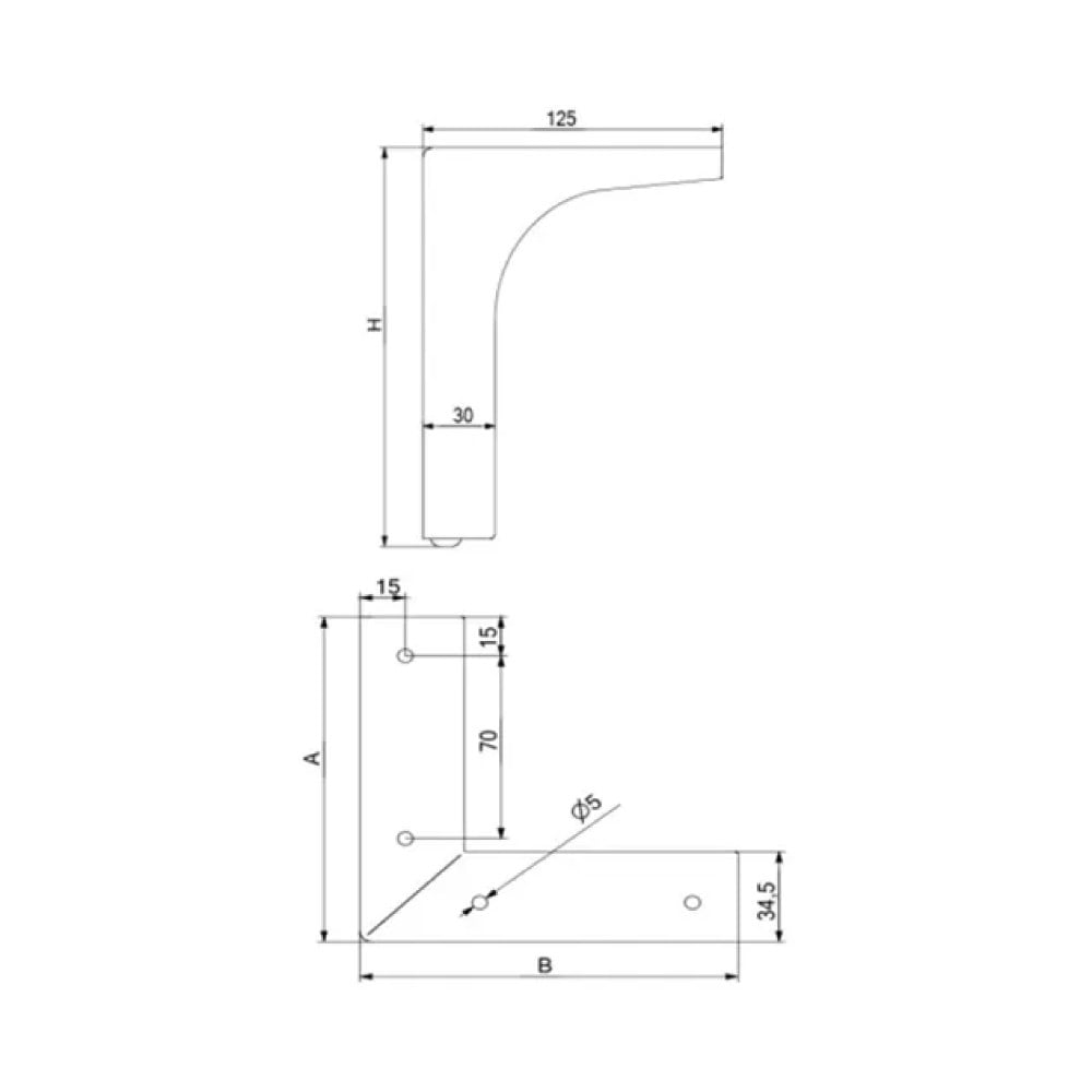 Meyan Metal Saç Ayak 100mm Mat Siyah